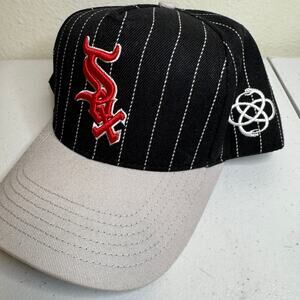 SnapBack Pinstripes Black and Gray Bullsocks Reference Hat